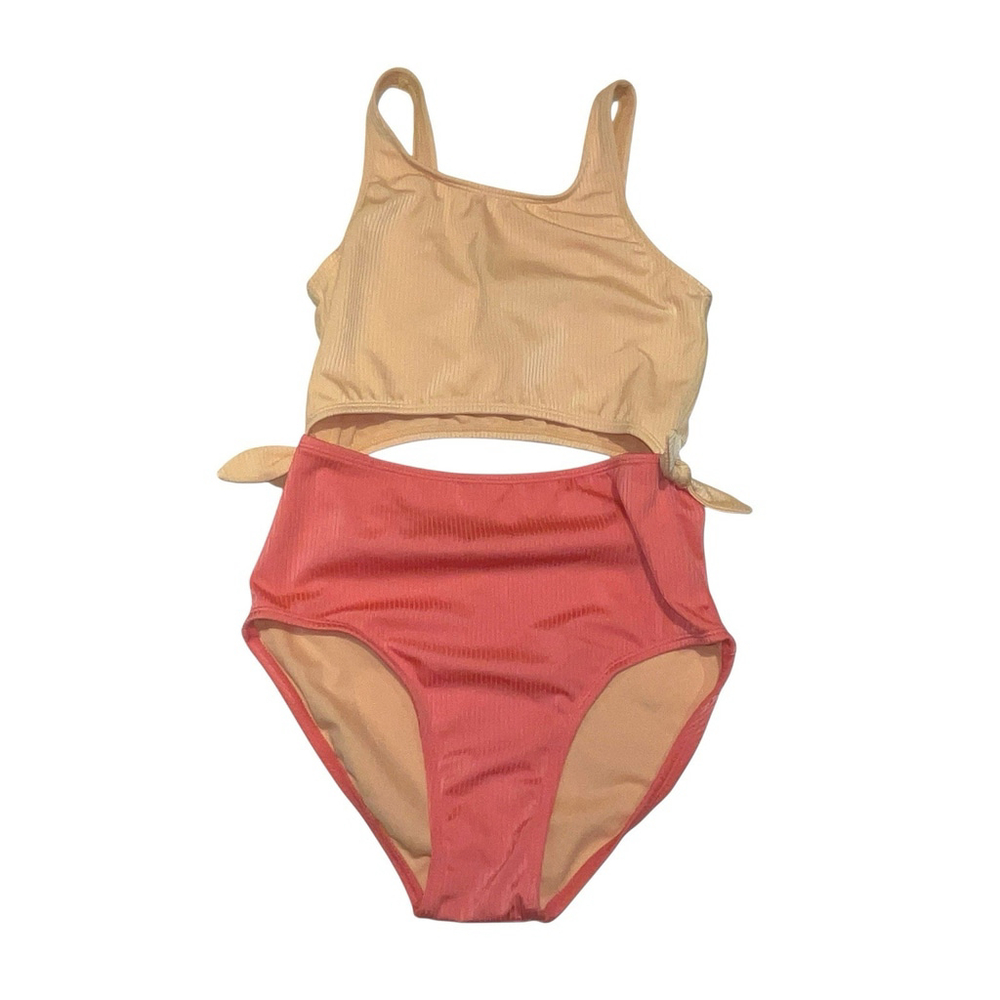 Art Class Girls‎ Tangerine Coral Knotted One Piece Swimsuit Size XL 14 NWT